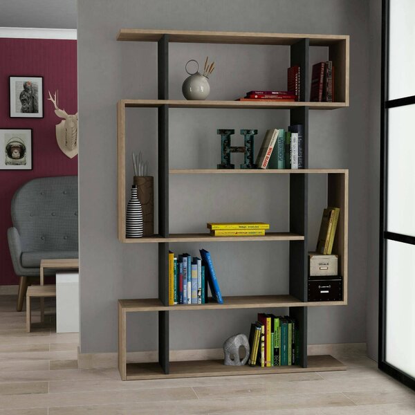 Libreria salvaspazio quercia e antracite 110x161h cm - Agamermis