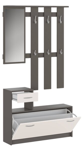 Mobile per ingresso sospeso con scarpiera beige e grigio 100x190h cm - Garolfo