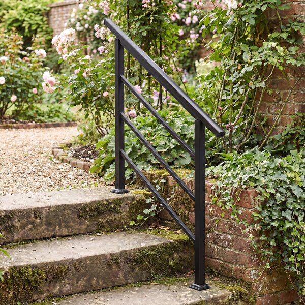 Outsunny Ringhiera per Scale 95 cm Corrimano per Scale con Kit di Installazione Angolo Regolabile per 1-3 Gradini Nero | Aosom Italy