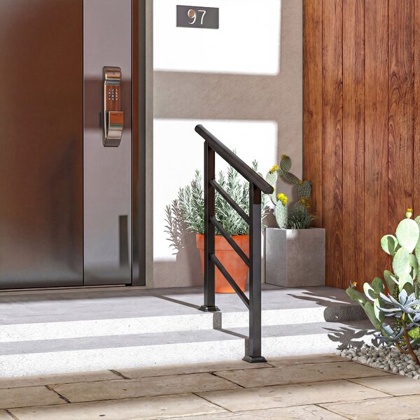 Outsunny Ringhiera per Scale 95 cm Corrimano per Scale con Kit di Installazione Angolo Regolabile per 1-3 Gradini Nero | Aosom Italy