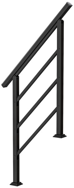 Outsunny Ringhiera per Scale 95 cm Corrimano per Scale con Kit di Installazione Angolo Regolabile per 1-3 Gradini Nero | Aosom Italy