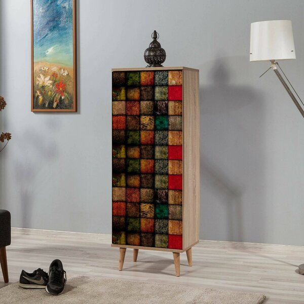 Scarpiera design legno e multicolore 50x135h cm in legno - Giadeite