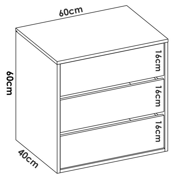 Cassettiera 3 cassetti bianca 60x60h cm - Ackerman