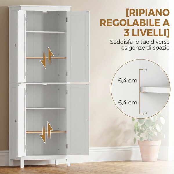 HOMCOM Mobile Bagno Alto 170 cm da Terra con Ripiani Regolabili | Aosom Italy