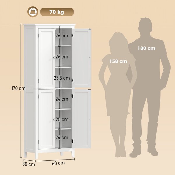 HOMCOM Mobile Bagno Alto 170 cm da Terra con Ripiani Regolabili | Aosom Italy