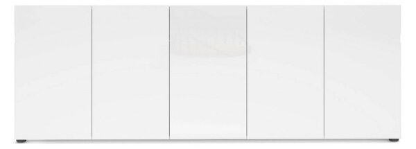 Credenza larga bianco lucida 225x38x79h cm 5 ante - Macaria