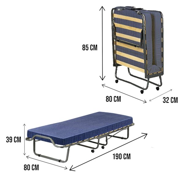 Letto singolo pieghevole 190x80cm blu - Antonietto
