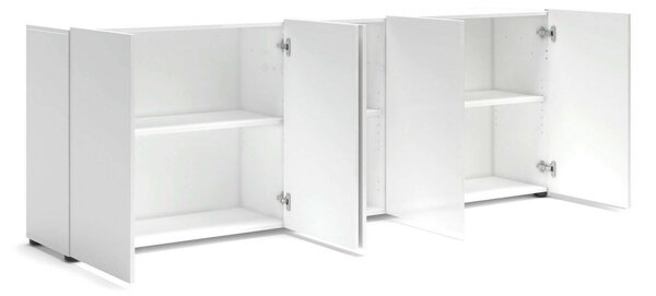 Credenza larga bianco lucida 225x38x79h cm 5 ante - Macaria