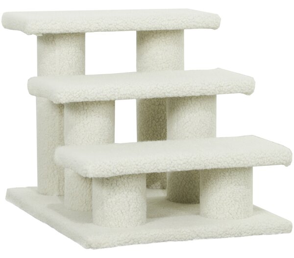 Scala per Cani e Gatti 45x35x34 cm a 3 Gradini con Rivestimento in Peluche Beige
