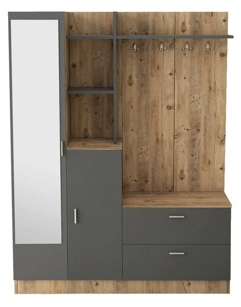 Mobile da ingresso porta scarpe 4 ante quercia e antracite 140x181h cm - Anumali