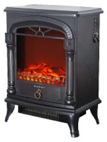 Stufa elettrica con effetto fiamma LED, 1950 W, colore nero, adatta per ambienti fino a 20 m²