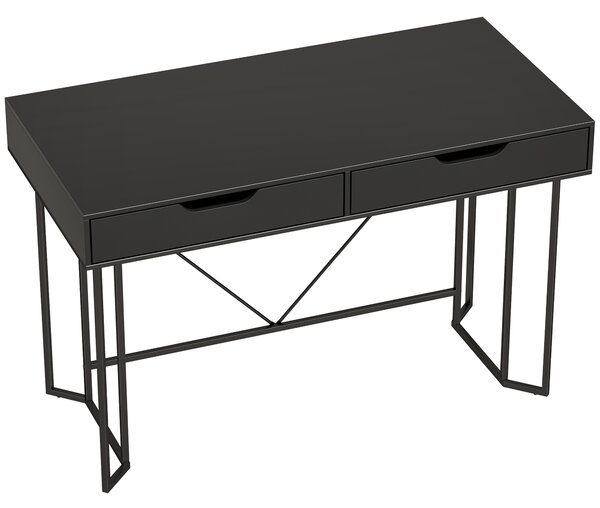 HOMCOM Piccola scrivania per computer con 2 cassetti, scrivania con ampia superficie di lavoro 120 x 60 x 77 cm Nero | Aosom Italy