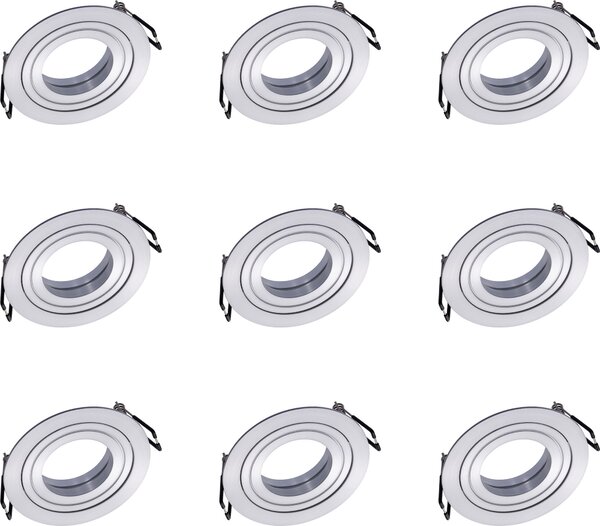 Set di 9 spot da soffitto Oktaplex orientabili Ø 80mm alluminio Lyon tondo compatibile con modulo LED GU10
