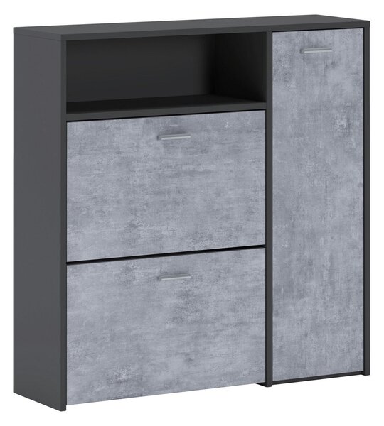 Mobile da ingresso Scultore, 92x27h94 cm, Antracite e Cemento