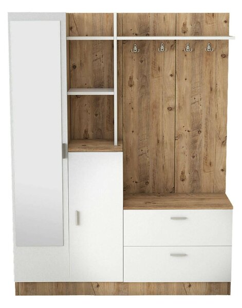 Mobile ingresso appendiabiti quercia e bianco 140x181h cm - Anumali