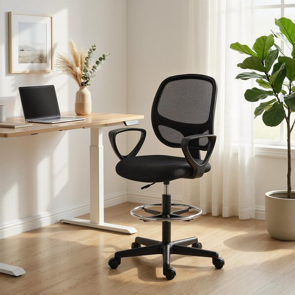 HOMCOM Sedia da ufficio ergonomica, poltrona da ufficio con poggiapiedi e braccioli, altezza regolabile, 59x58x103-123cm, nero | Aosom Italy