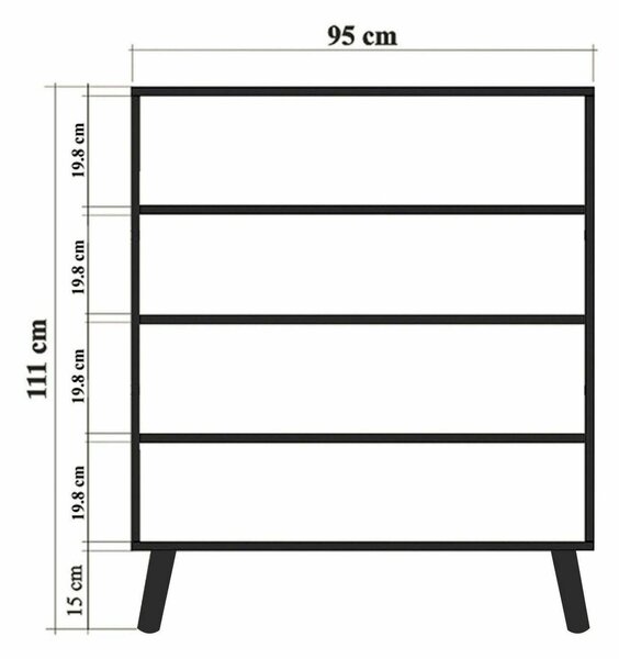 Credenza multicolore chic 95x36x111h cm 4 ante - Agyemang
