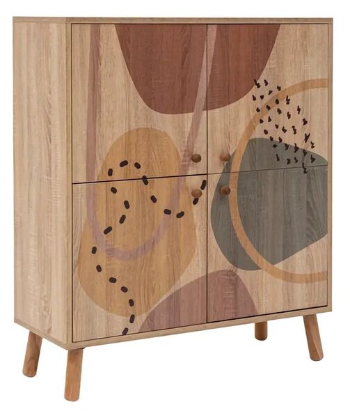 Credenza multicolore chic 95x36x111h cm 4 ante - Agyemang