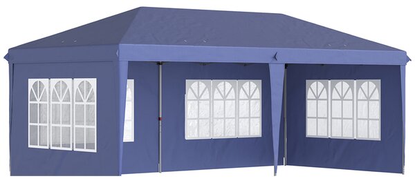 Outsunny Gazebo da Giardino 6x3 m Regolabile in Altezza con Pareti Removibili, in Acciaio e Poliestere, Blu|Aosom