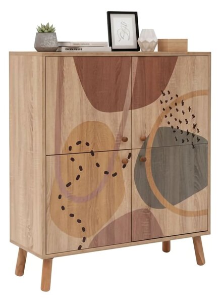 Credenza multicolore chic 95x36x111h cm 4 ante - Agyemang