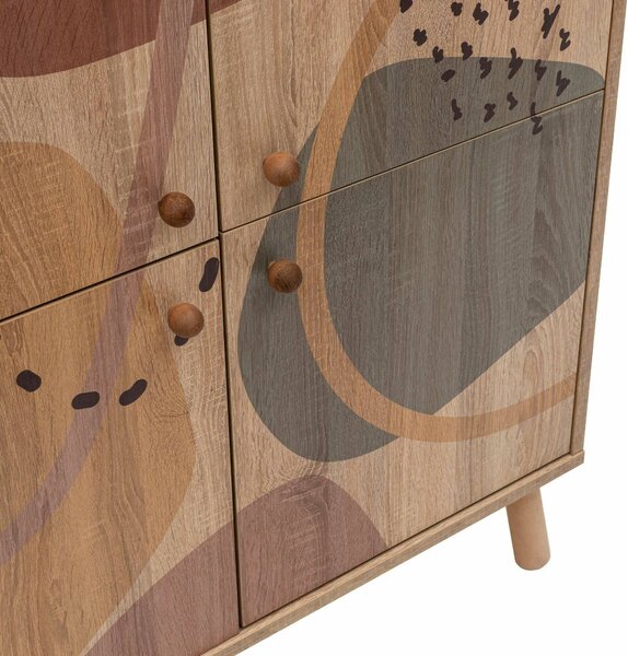 Credenza multicolore chic 95x36x111h cm 4 ante - Agyemang