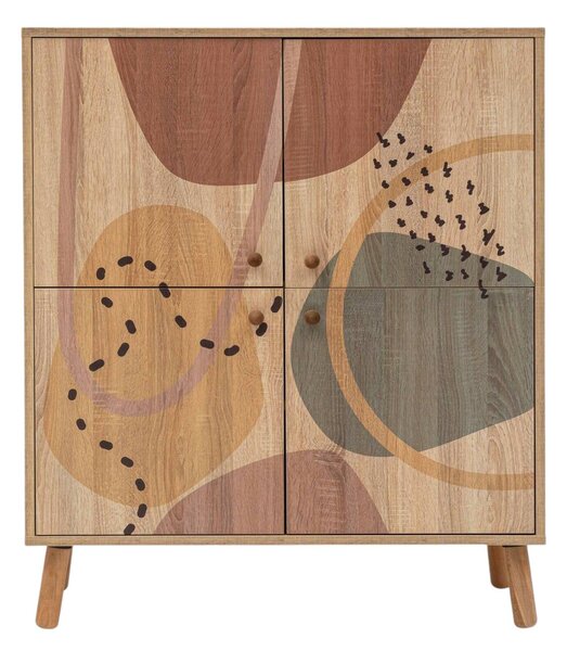 Credenza multicolore chic 95x36x111h cm 4 ante - Agyemang