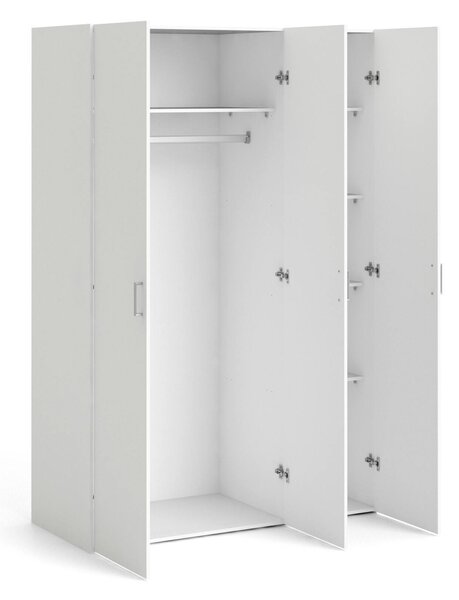 Guardaroba 3 Ante Bianco Appendiabiti 5 Ripiani 115x49 cm, Apertura Battente - Ruffano