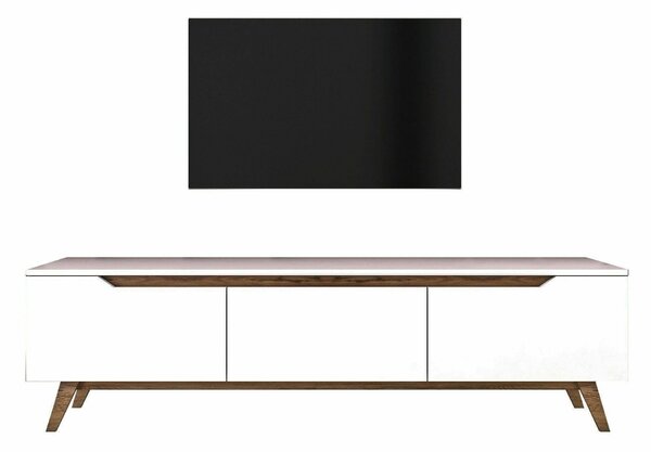 Porta TV bianco e noce 180x35x48h cm 3 ante - Apatite