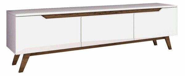 Porta TV bianco e noce 180x35x48h cm 3 ante - Apatite