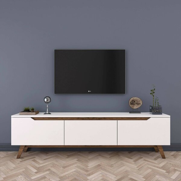 Porta TV bianco e noce 180x35x48h cm 3 ante - Apatite