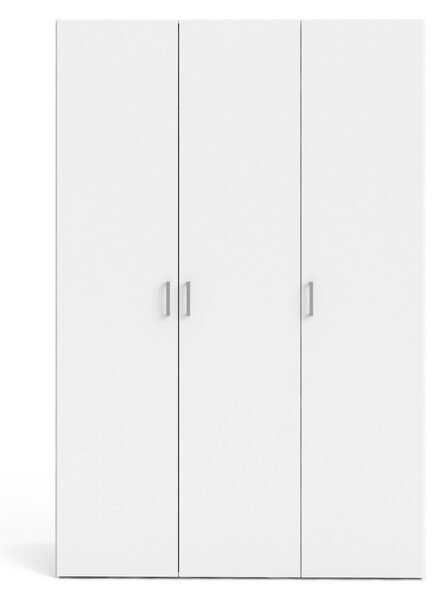 Guardaroba 3 Ante Bianco Appendiabiti 5 Ripiani 115x49 cm, Apertura Battente - Ruffano