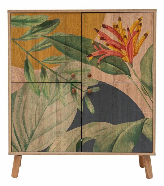 Credenza quercia e verde 95x36x111h cm 4 ante - Agyemang