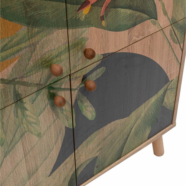Credenza quercia e verde 95x36x111h cm 4 ante - Agyemang
