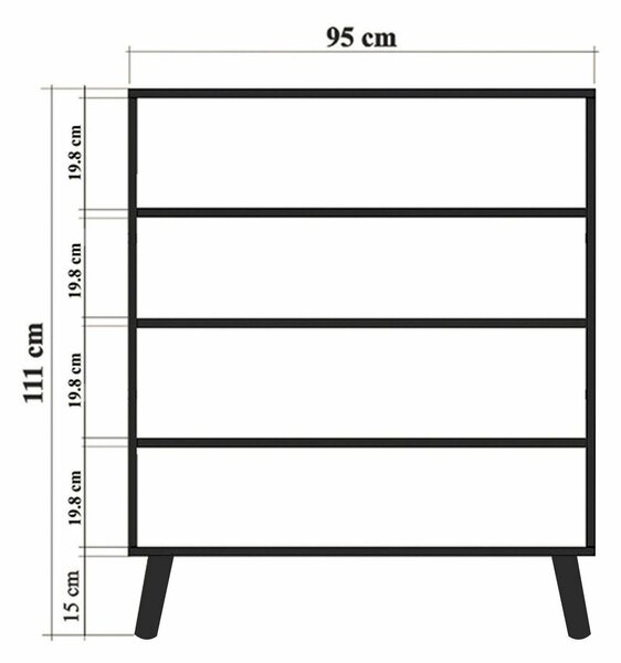 Credenza quercia e verde 95x36x111h cm 4 ante - Agyemang
