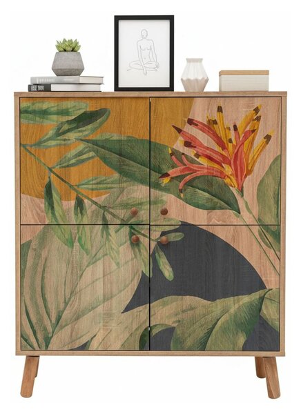 Credenza quercia e verde 95x36x111h cm 4 ante - Agyemang