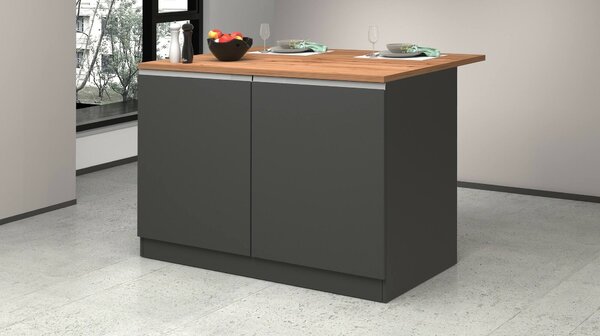Isola cucina con ante e cassetti 125x90x90h cm antracite e rovere - Analiza