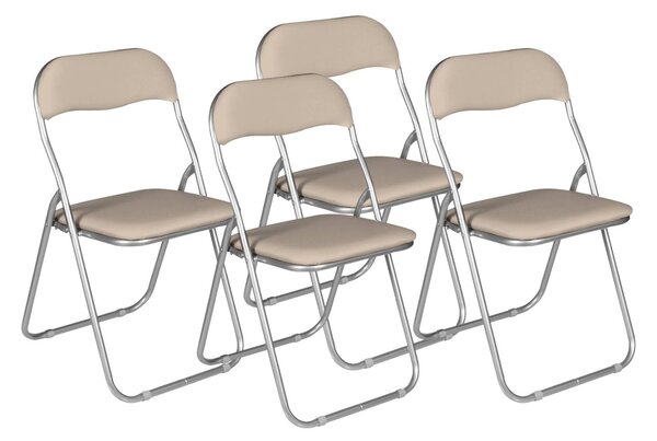 Set 4 sedie pieghevoli imbottite beige struttura in metallo - Antenore