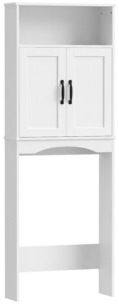HOMCOM Armadio sopra il WC Mobile da bagno con 2 ante a chiusura silenziosa Ripiano aperto 64x21x173,5 cm Bianco | Aosom Italy