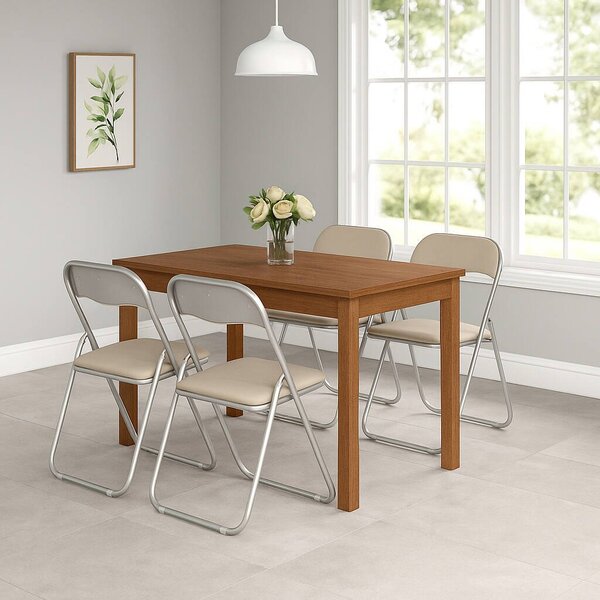 Set 4 sedie pieghevoli imbottite beige struttura in metallo - Antenore