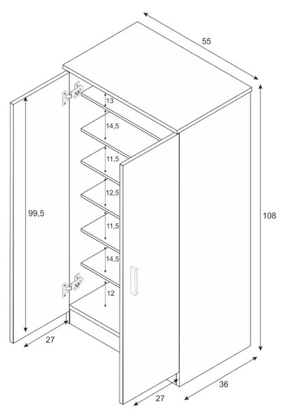 Armadio bianco ante battenti 55x108h cm - Akimera