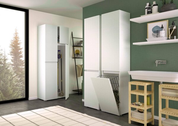 Armadio bianco portabiancheria 45x195h cm - Aro