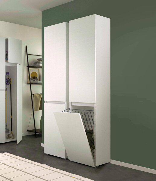 Armadio bianco portabiancheria 45x195h cm - Aro