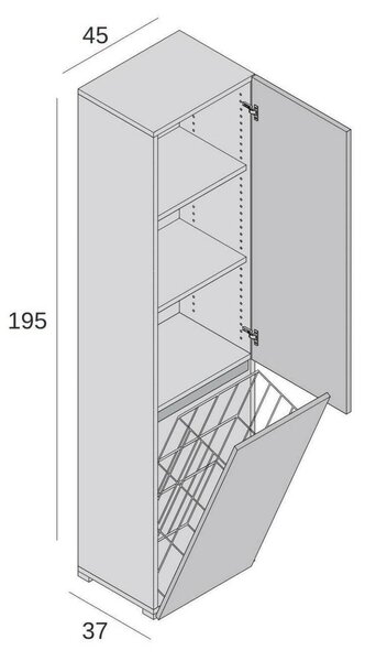 Armadio bianco portabiancheria 45x195h cm - Aro