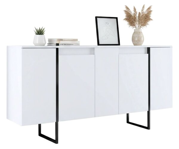 Credenza bianca e nera 160x35x80h cm 4 ante - Arta