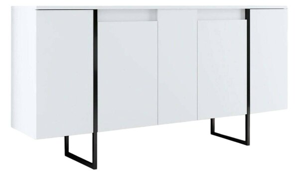 Credenza bianca e nera 160x35x80h cm 4 ante - Arta