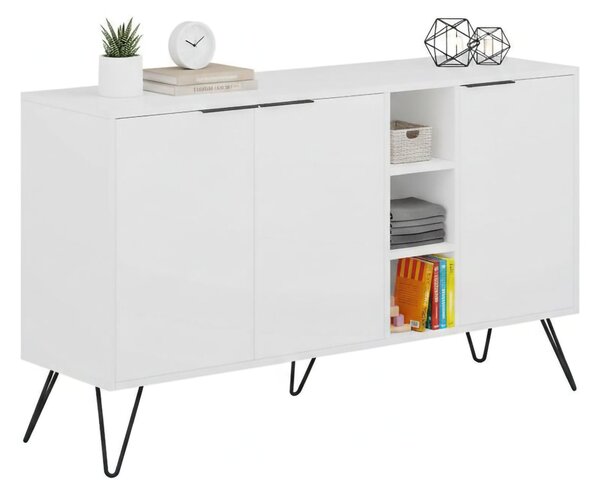 Credenza bianca 142x35x83h cm 3 ante - Alin