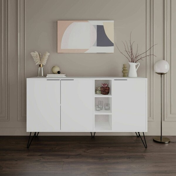 Credenza bianca 142x35x83h cm 3 ante - Alin