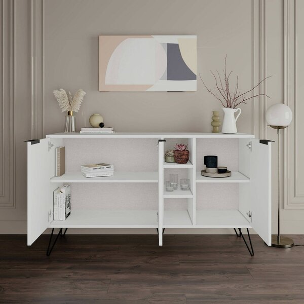 Credenza bianca 142x35x83h cm 3 ante - Alin