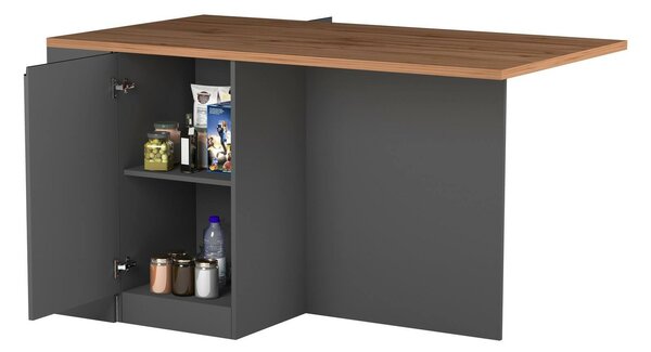 Isola cucina con vani contenitori 160x90x90h cm antracite e rovere - Abern