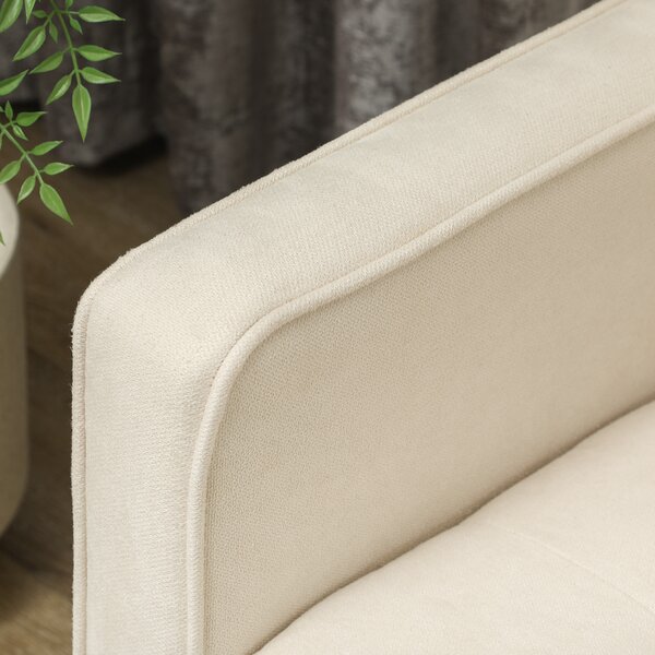 HOMCOM Divano 3 posti in flanella effetto neve, divano moderno con scomparto nascosto, schienale capitonné, 166,5 x 62 x 82 cm, crema | Aosom Italy